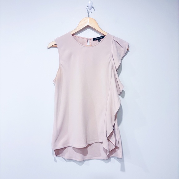 JUDITH & CHARLES Light pink silk sleeveless top with frills - Picture 1 of 8